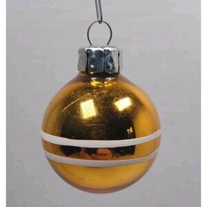 Vintage East Germany Glass Christmas Ornament Gold and White